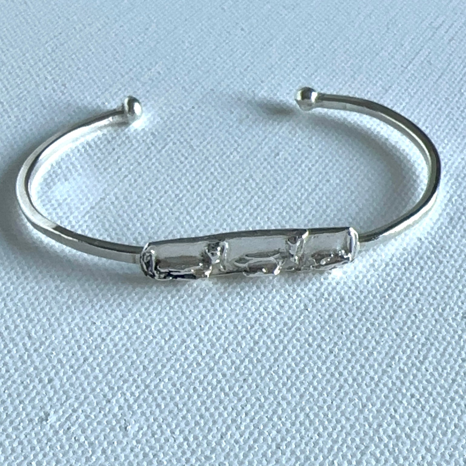 Sugarcane Sterling Silver Cuff Bangle Bracelet - Nickel-Free