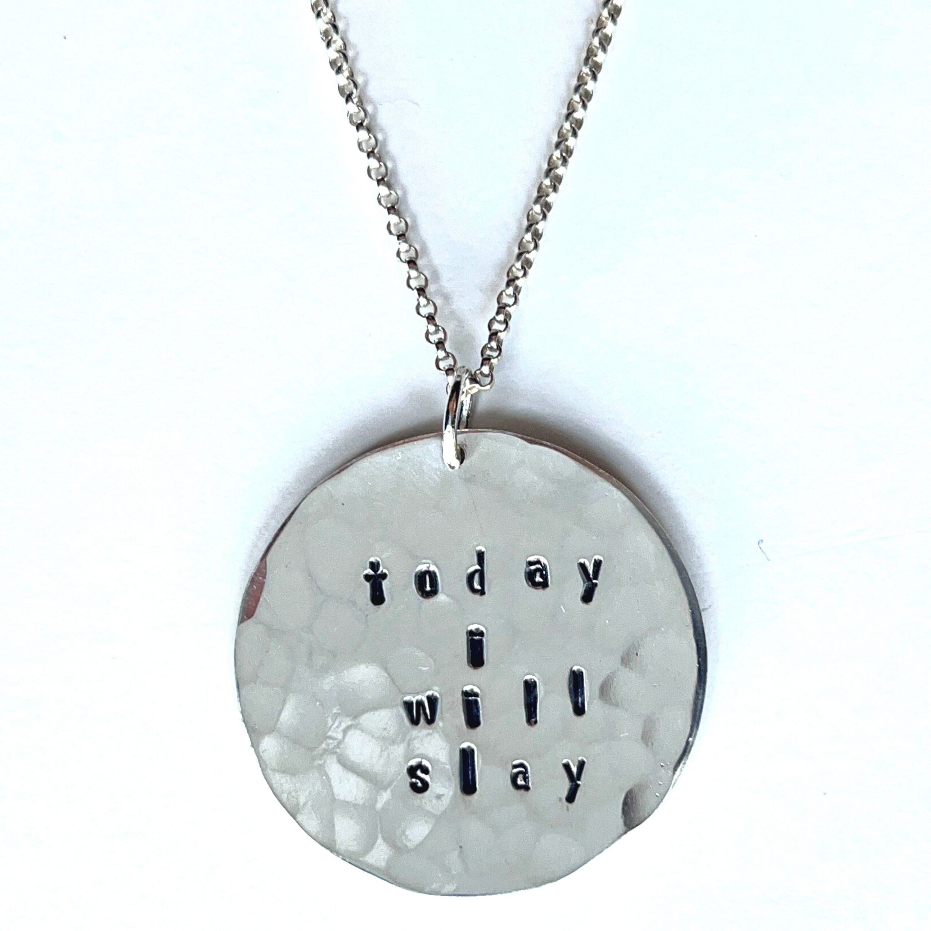 Today I Will Slay Silver Necklace - Personalized Jewelry