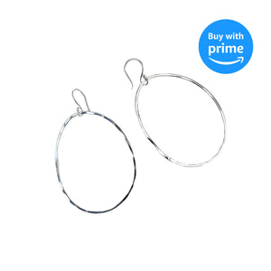 Organic Silver Hoop Earrings - Medium Size - Nickel Free