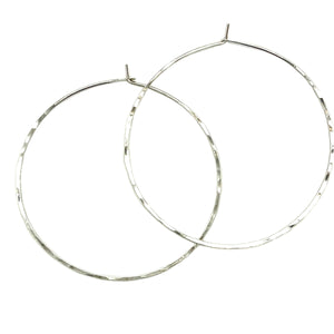 Argentium Silver Metal Large Hoop Earrings - Nickel Free - 2 1/4