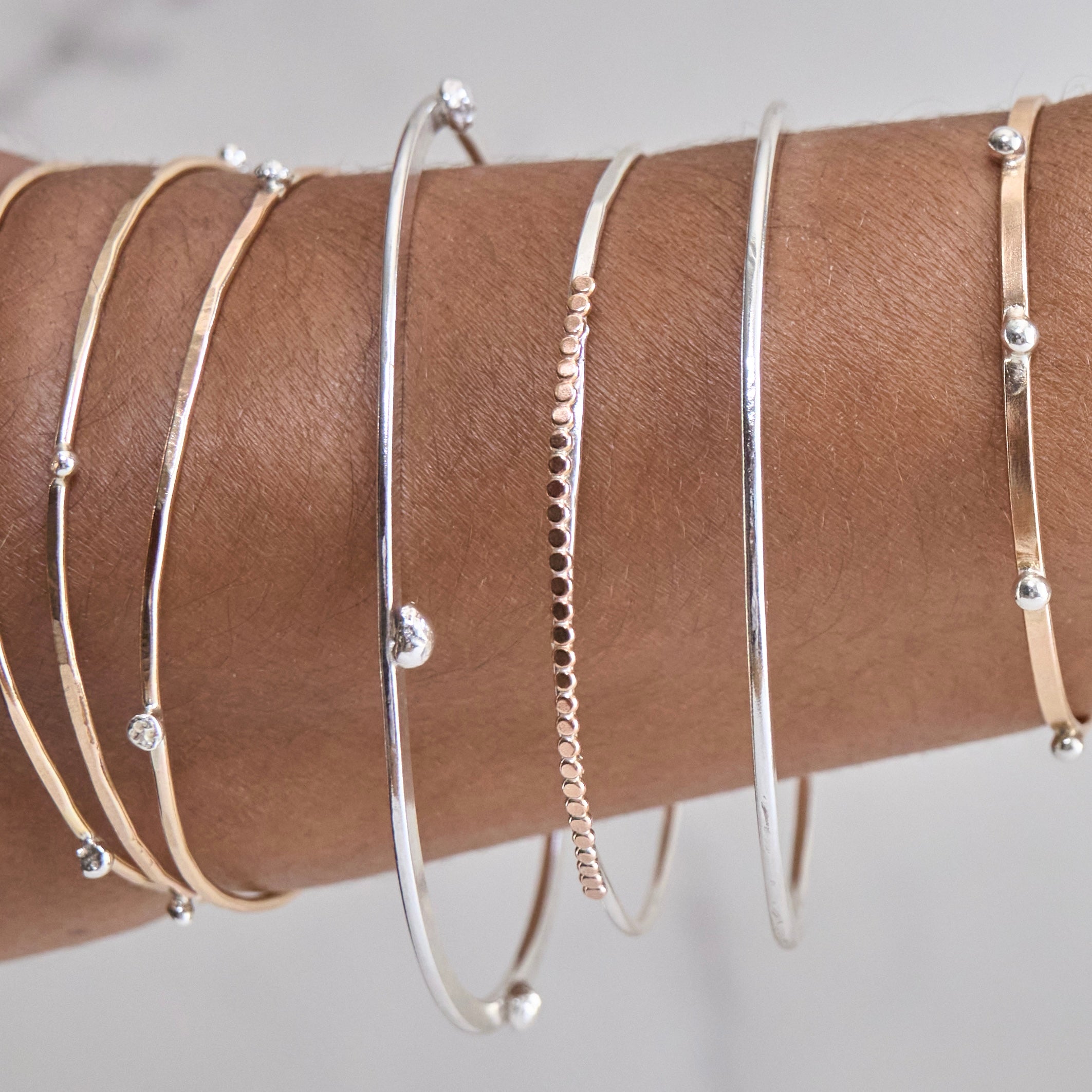 14kt Rose Gold-Filled Beaded Bangle Bracelet - Argentium Silver - Nickel Free - The Pink Locket