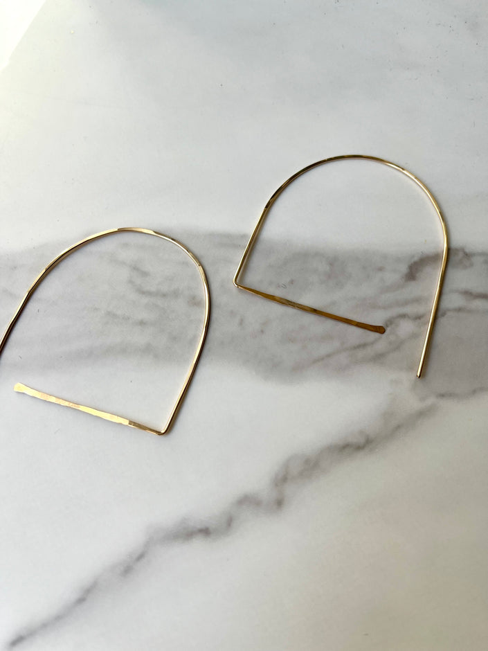 Minimalist 14kt Gold Filled Arch Hoop Earrings - The Pink Locket
