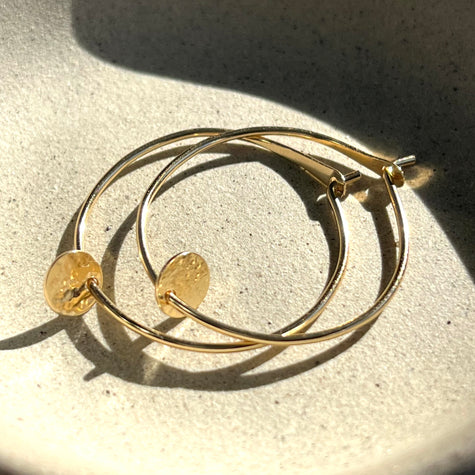 Gold Hoop Charm Earrings - 14kt Gold-Filled Nickel Free Hypoallergenic