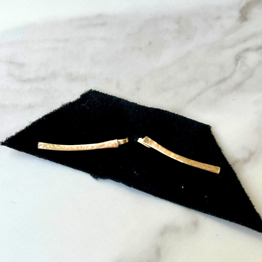 14kt Gold Filled Hammered Ear Climbers – Minimalist Curved Stud Earrings