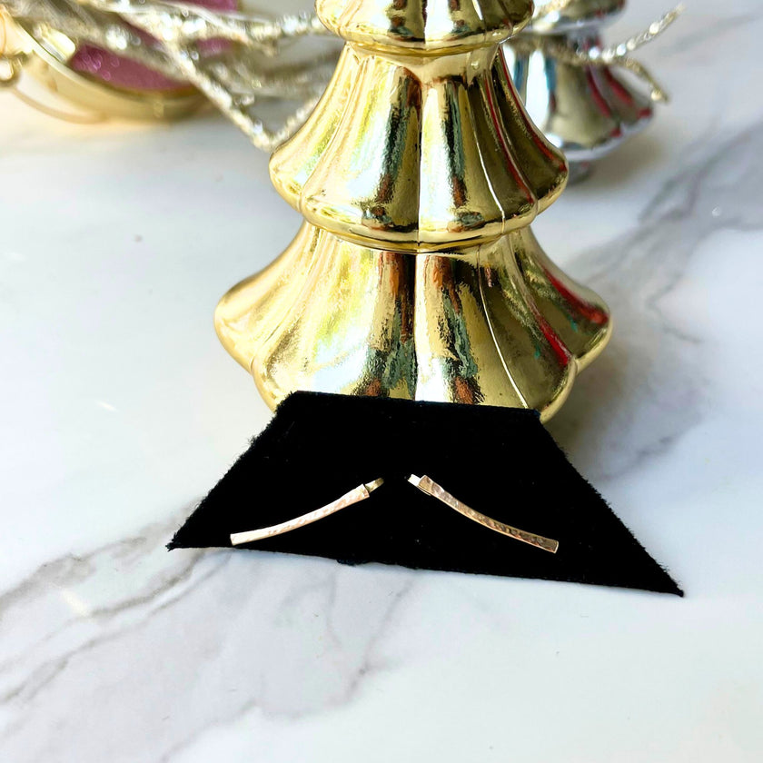 14kt Gold Filled Hammered Ear Climbers – Minimalist Curved Stud Earrings