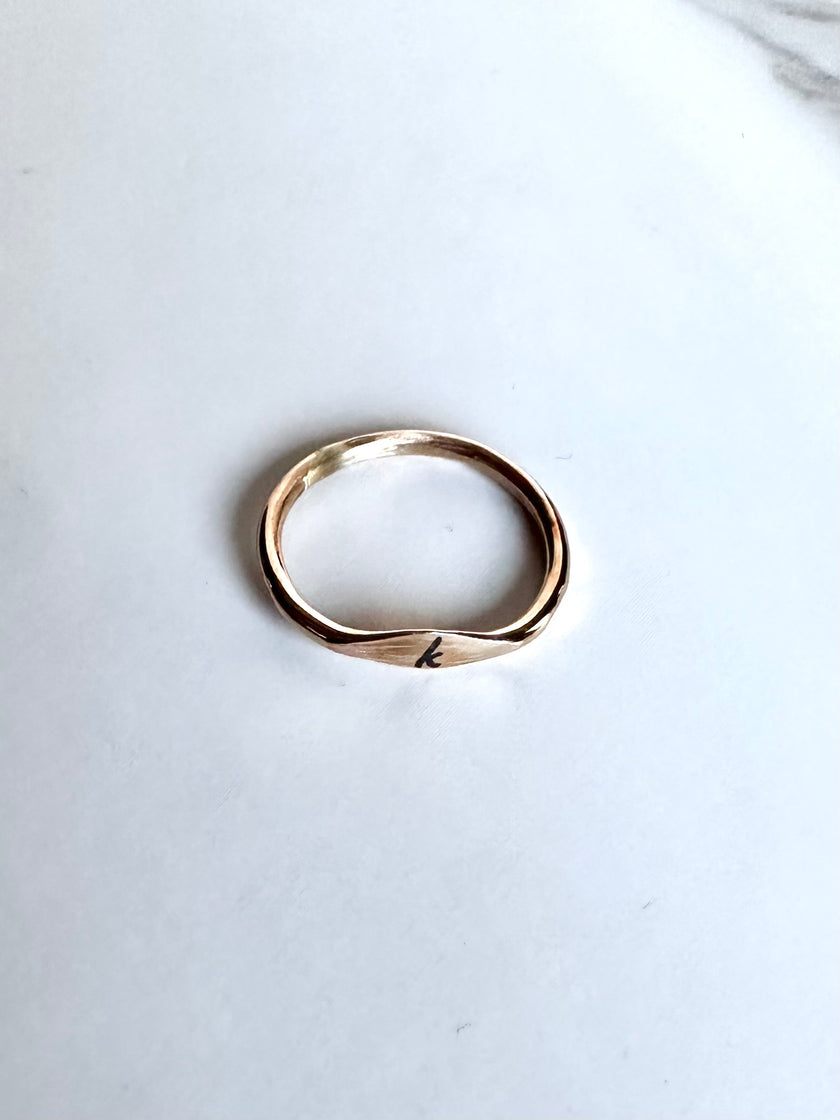 Gold Signet Initial Ring - 14kt Gold Filled Nickel Free (Hypoallergenic) - The Pink Locket