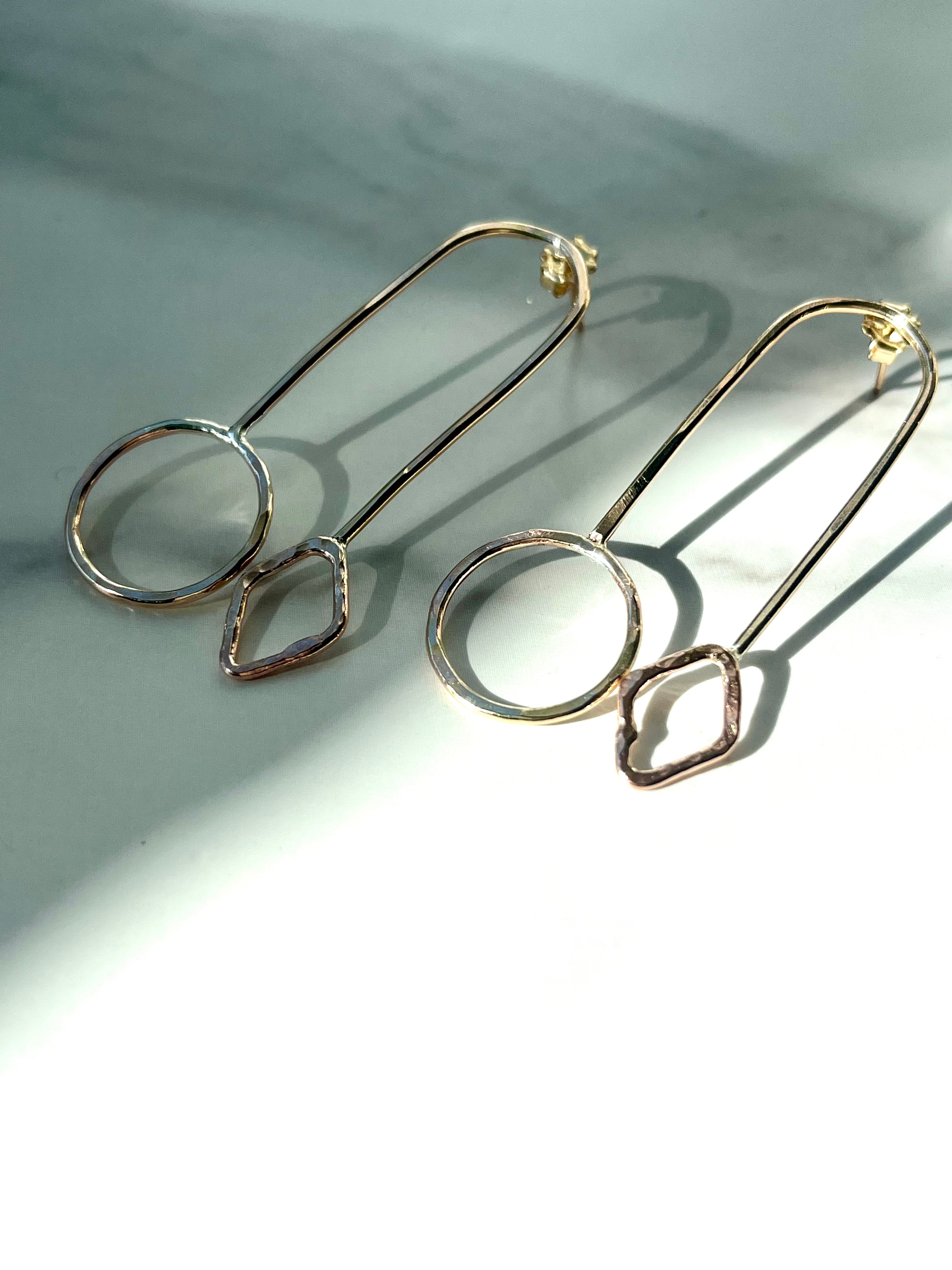 Minimalist 14kt Gold Filled Abstract Dangle Earrings – Modern Geometric Drop Design
