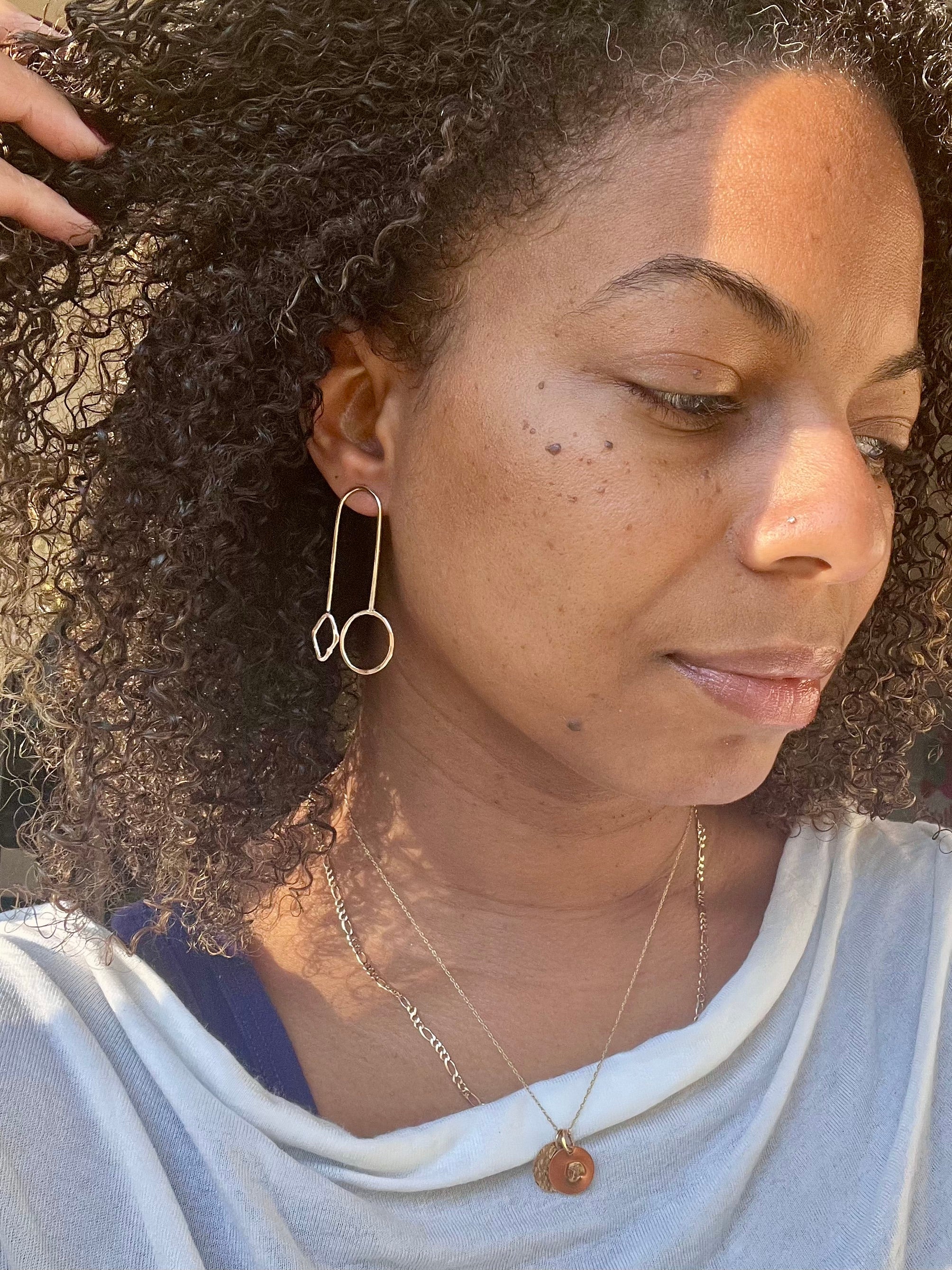 Minimalist 14kt Gold Filled Abstract Dangle Earrings – Modern Geometric Drop Design