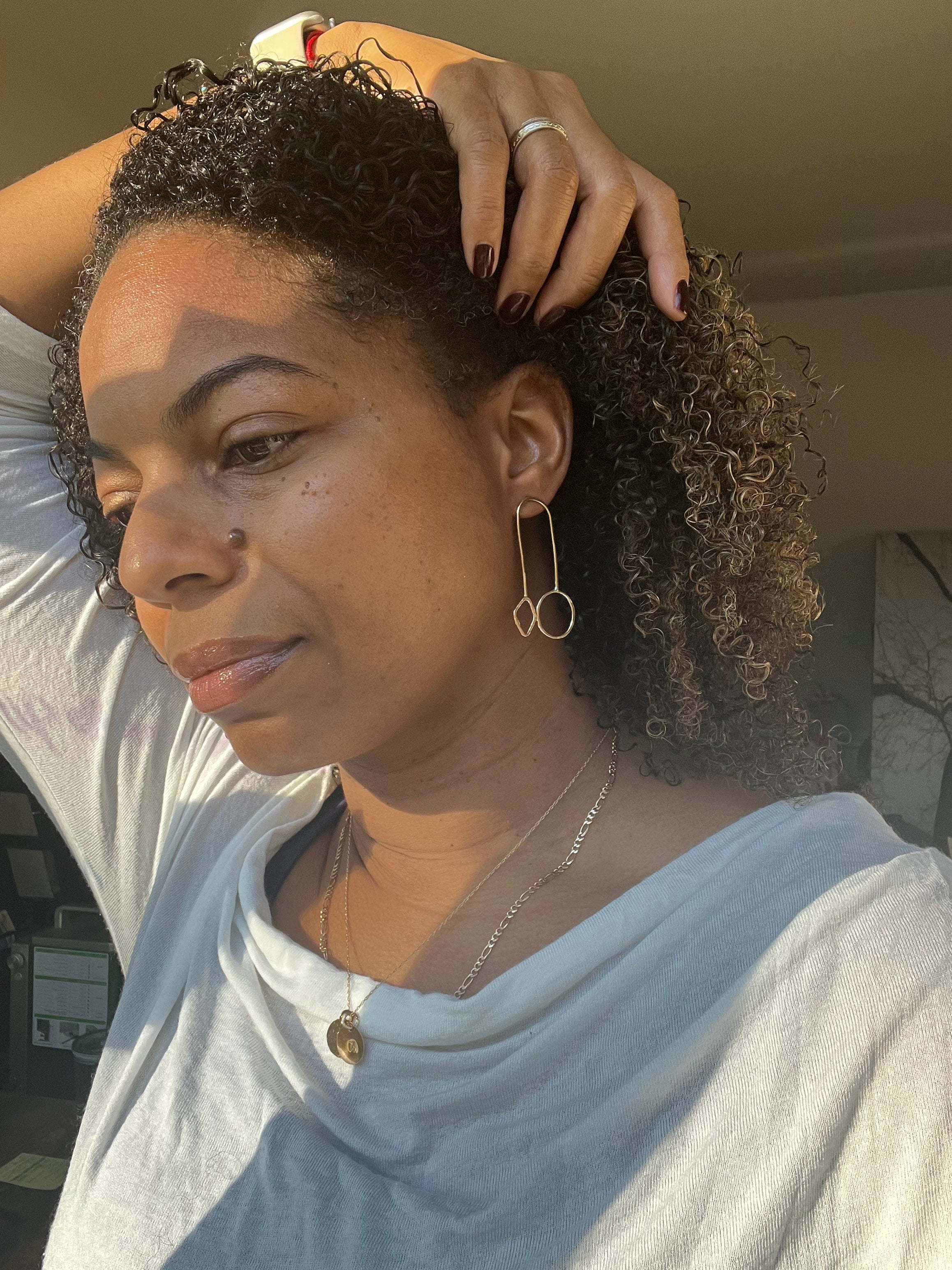 Minimalist 14kt Gold Filled Abstract Dangle Earrings – Modern Geometric Drop Design