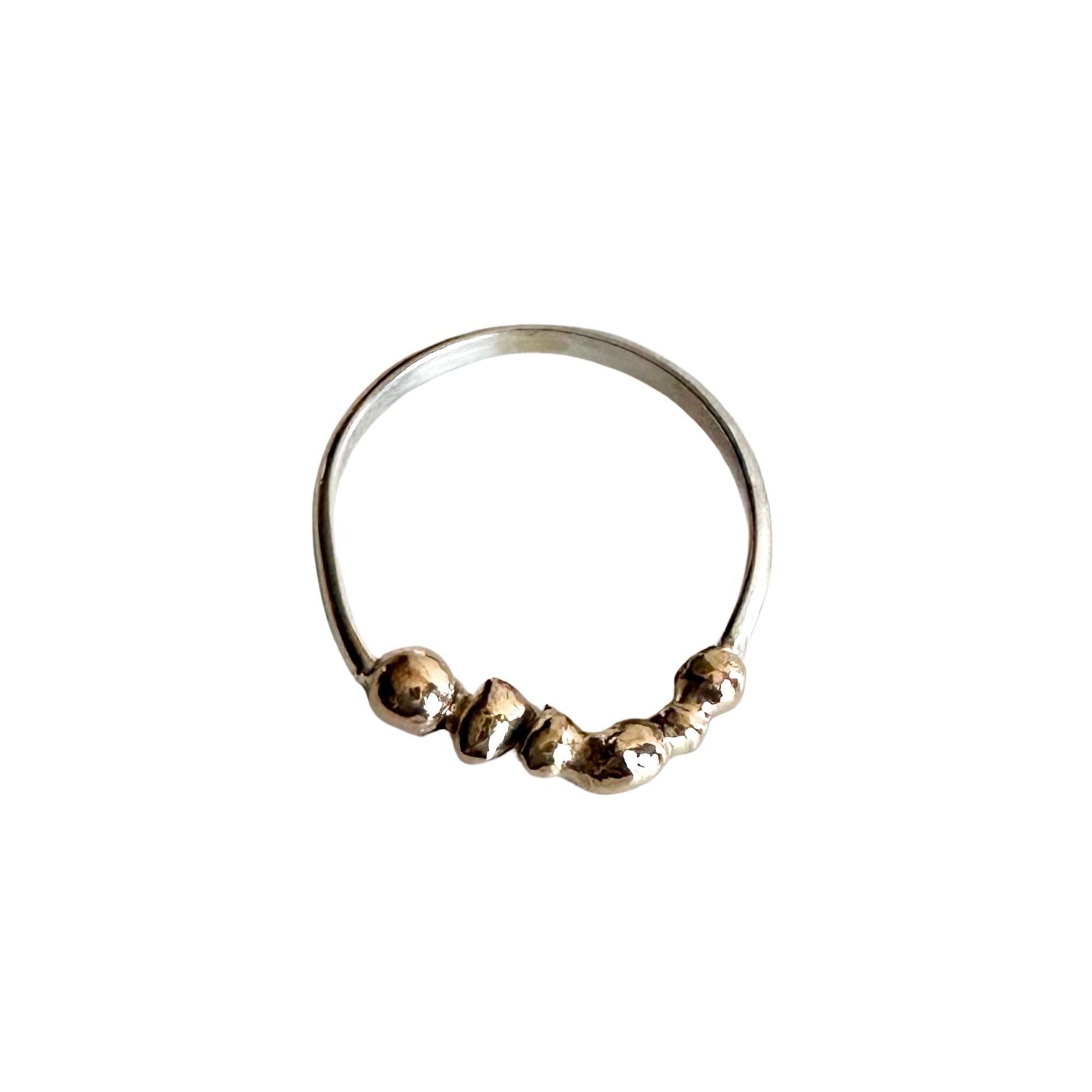 14kt Solid Gold Pebble Ring on Argentium Silver Band – Handmade, Recycled & Nickel-Free