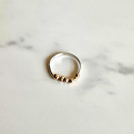 14kt Solid Gold Pebble Ring on Argentium Silver Band – Handmade, Recycled & Nickel-Free