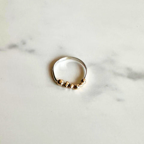 14kt Solid Gold Pebble Ring on Argentium Silver Band – Handmade, Recycled & Nickel-Free