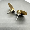 Half Moon Argentium Silver Stud with 14kt Gold-Filled Disc Ear Jacket Earring