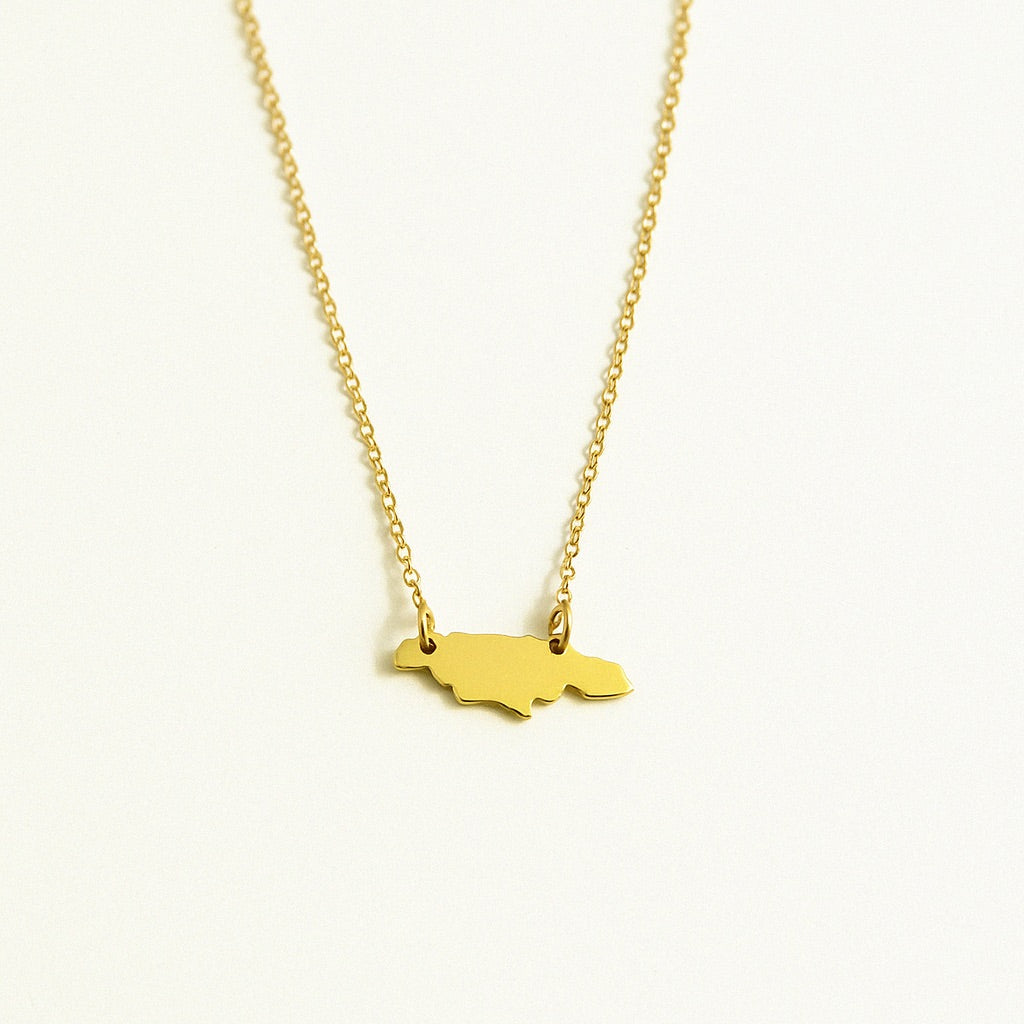 Jamaica Island Plate Necklace Small Pendant- 14kt Gold-Filled