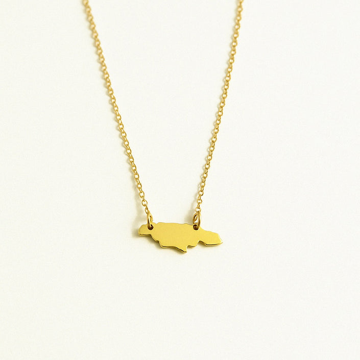 Jamaica Island Plate Necklace Small Pendant- 14kt Gold-Filled