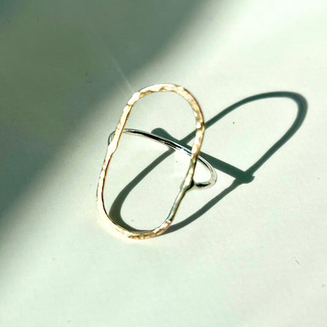 Mixed Metal 14kt Gold-Filled and Argentium Silver Minimalist Abstract Ring - The Pink Locket