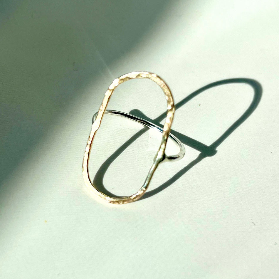 Mixed Metal 14kt Gold-Filled and Argentium Silver Minimalist Abstract Ring