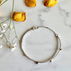 Adjustable Argentium Silver Bangle with 14kt Solid Gold Pebble Beads – Handmade & Nickel-Free