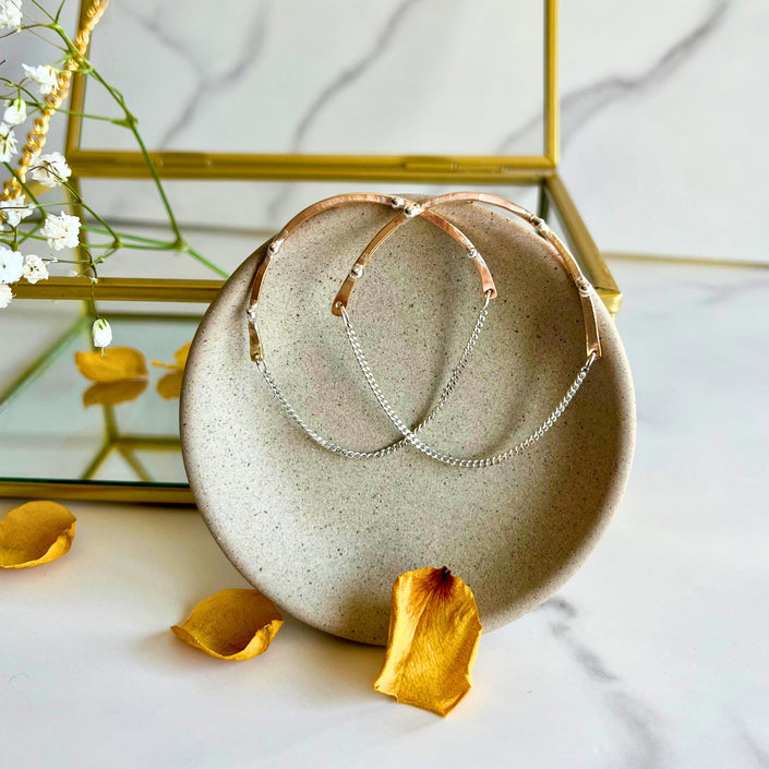 Mixed Metal Beaded Chain Hoop Earrings – 14kt Gold-Filled with Argentium Silver Beads - The Pink Locket