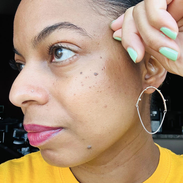 Mixed Metal Beaded Chain Hoop Earrings – 14kt Gold-Filled with Argentium Silver Beads - The Pink Locket