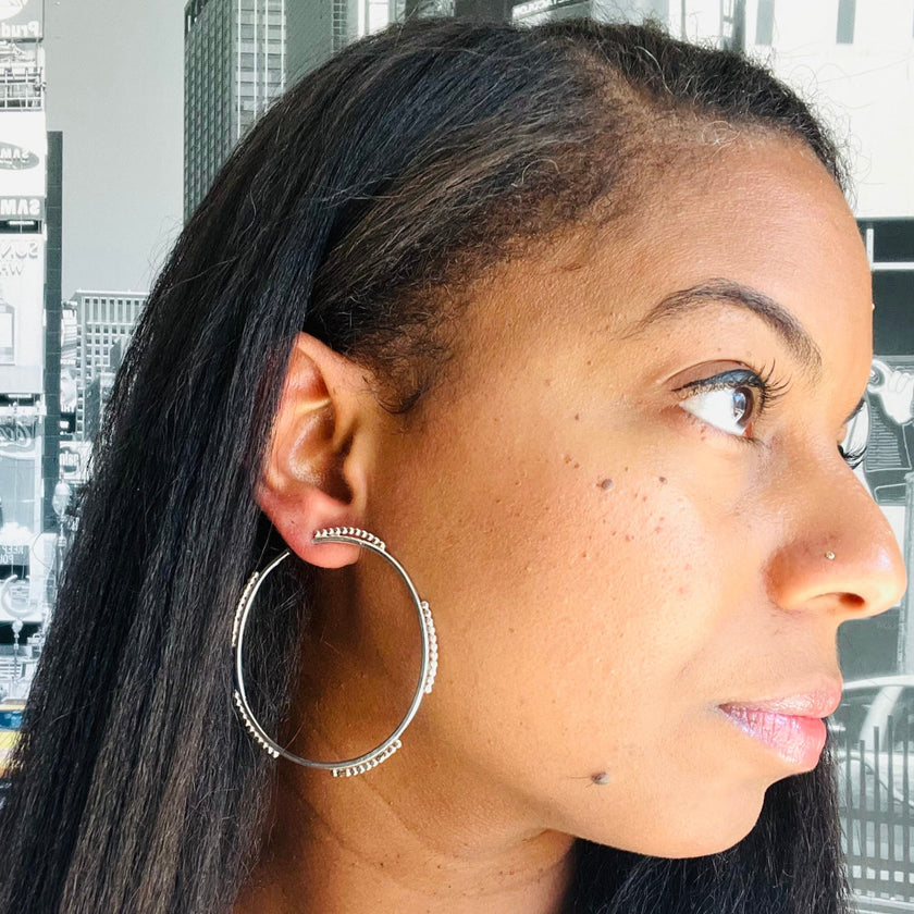 Mixed Metal Silver and Rose Gold Statement Hoops - Nickel Free Hypoallergenic - The Pink Locket