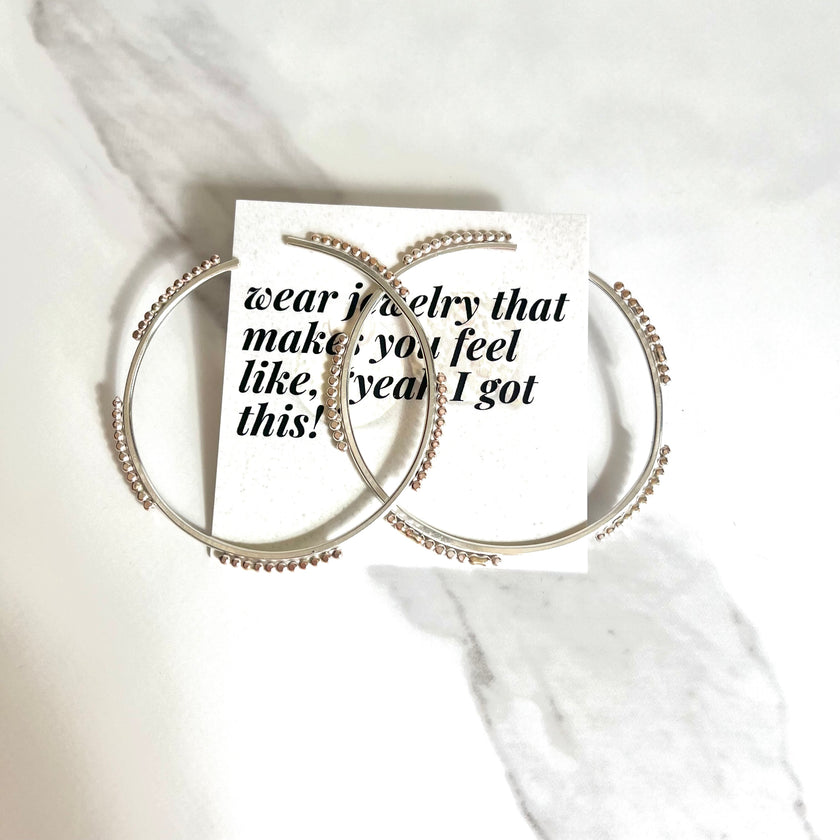 Mixed Metal Silver and Rose Gold Statement Hoops - Nickel Free Hypoallergenic - The Pink Locket