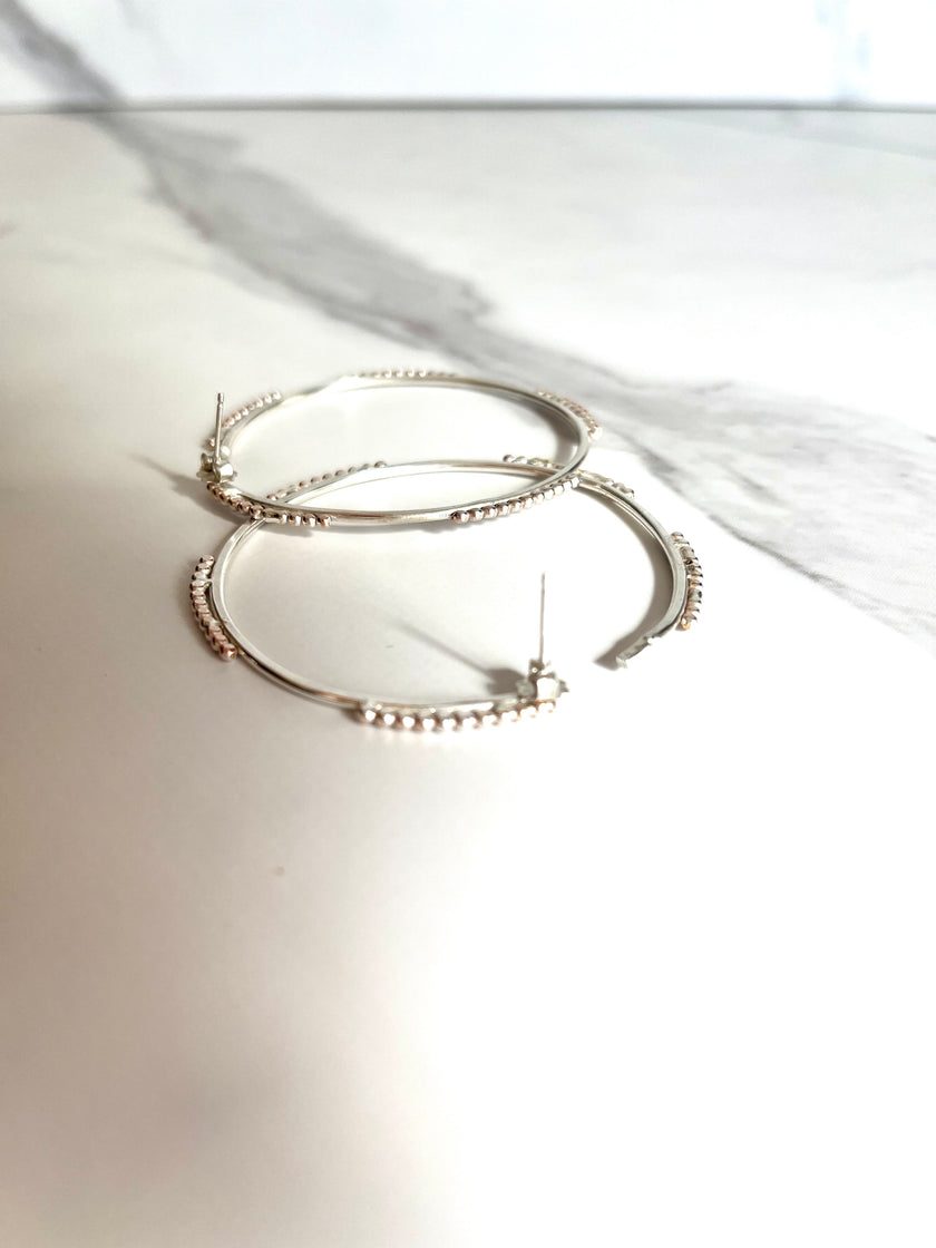 Mixed Metal Silver and Rose Gold Statement Hoops - Nickel Free Hypoallergenic - The Pink Locket
