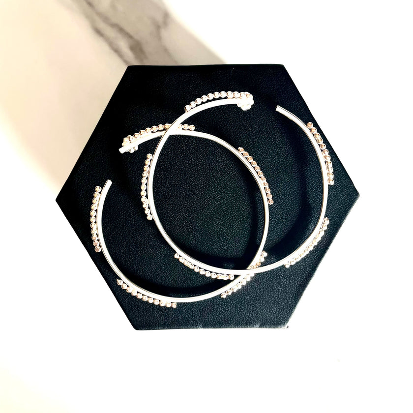 Mixed Metal Silver and Rose Gold Statement Hoops - Nickel Free Hypoallergenic - The Pink Locket