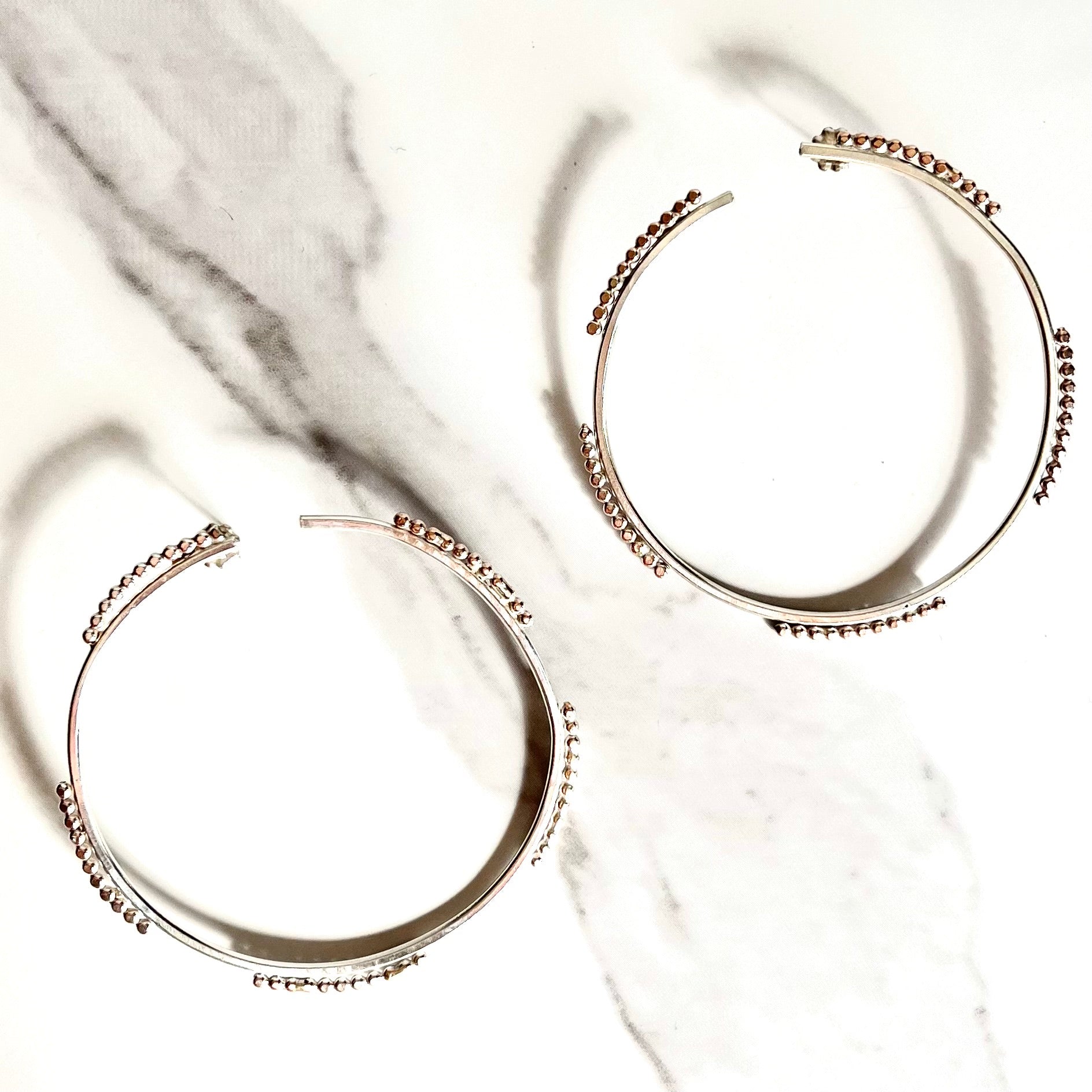 Mixed Metal Silver and Rose Gold Statement Hoops - Nickel Free Hypoallergenic