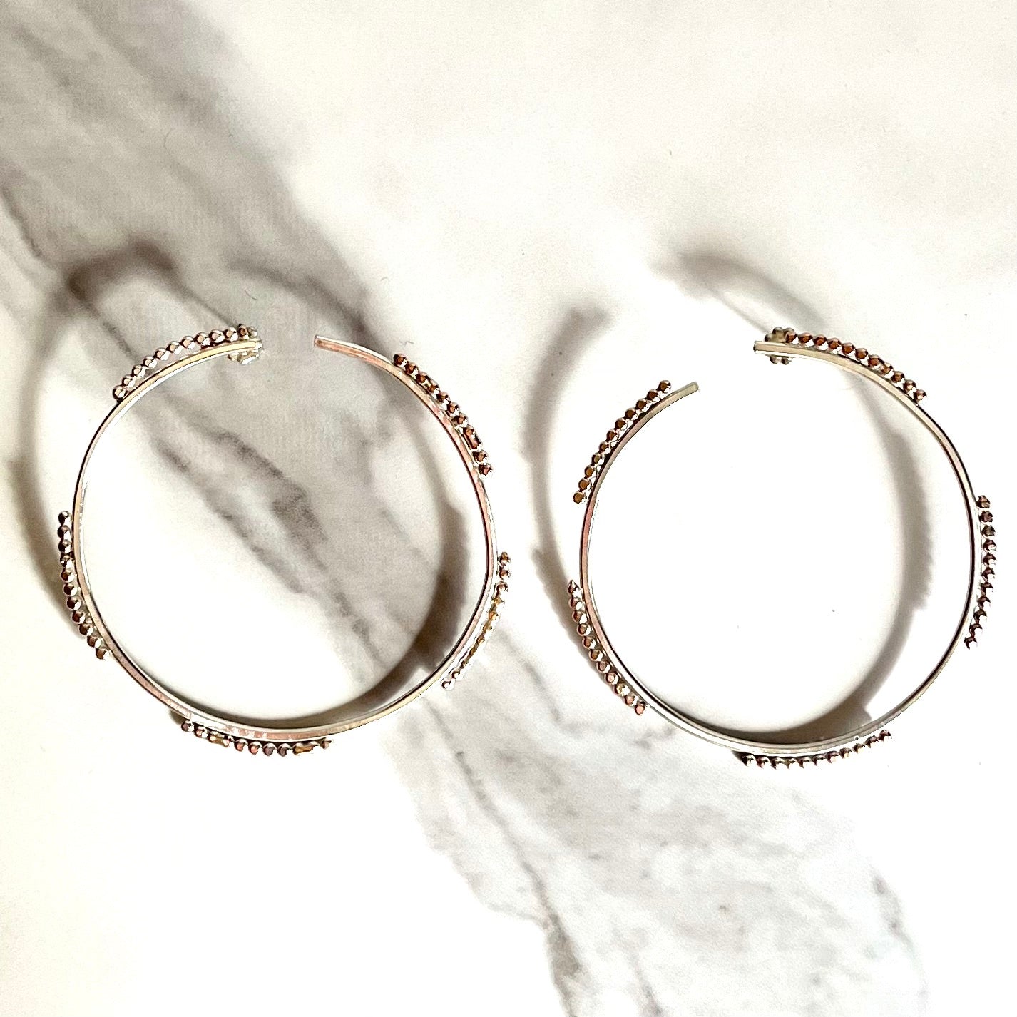 Mixed Metal Silver and Rose Gold Statement Hoops - Nickel Free Hypoallergenic