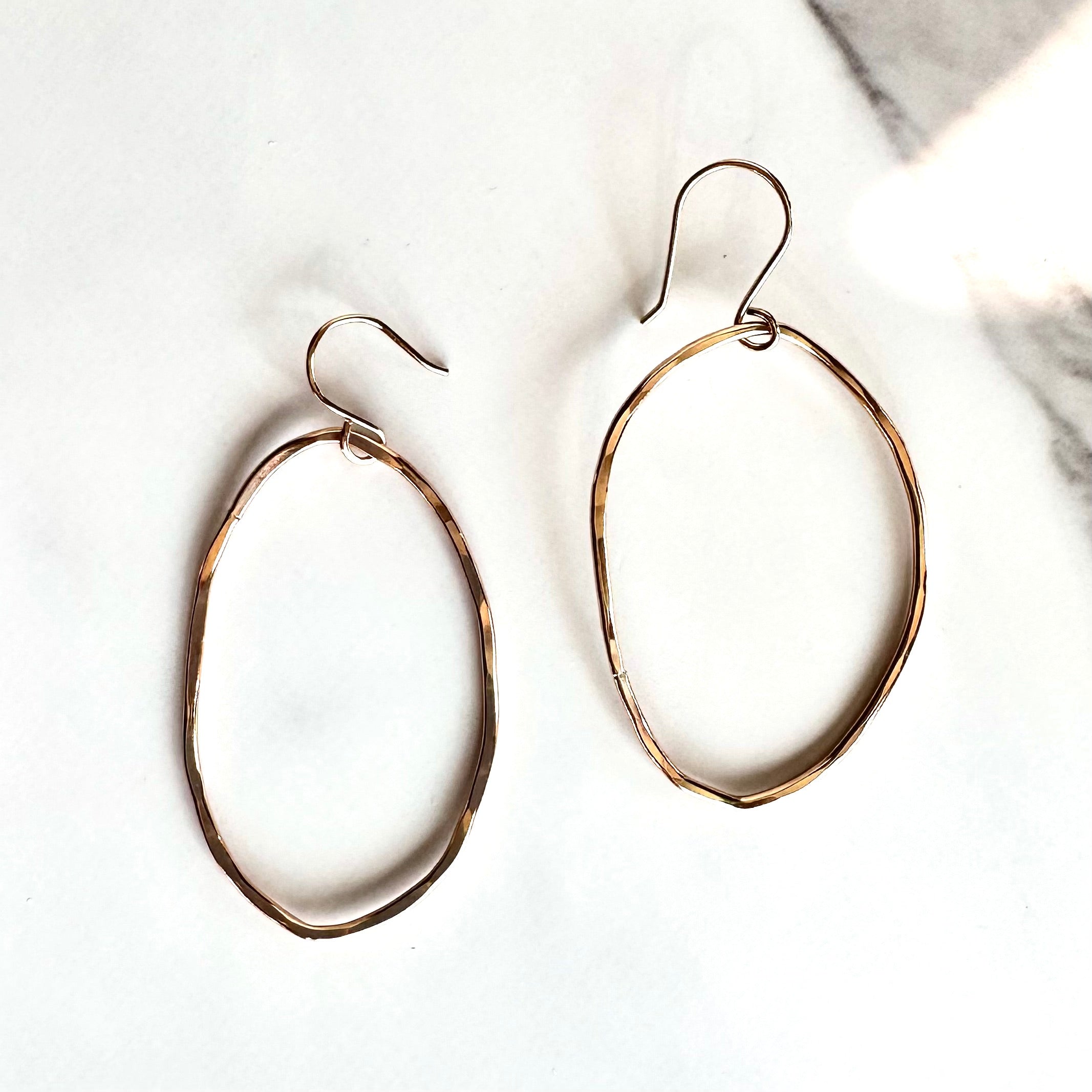 14kt Gold Filled Large Organic Oval Shape Hoop Earrings