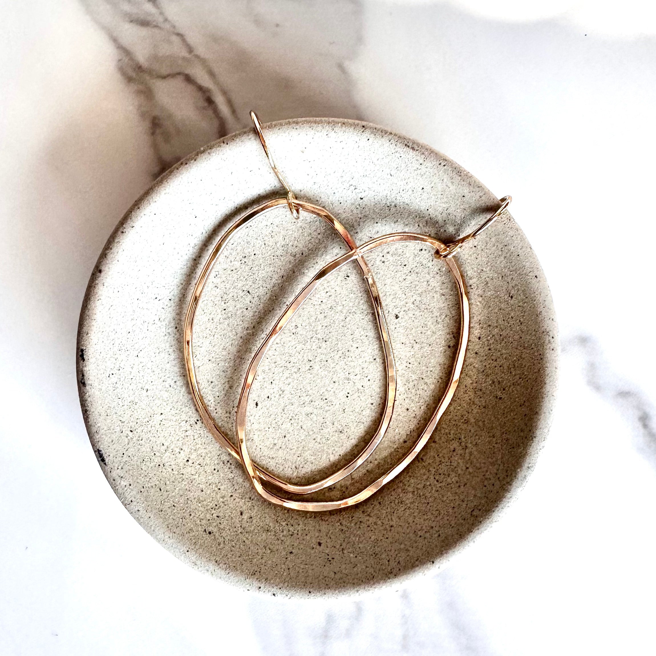 14kt Gold Filled Large Organic Oval Shape Hoop Earrings