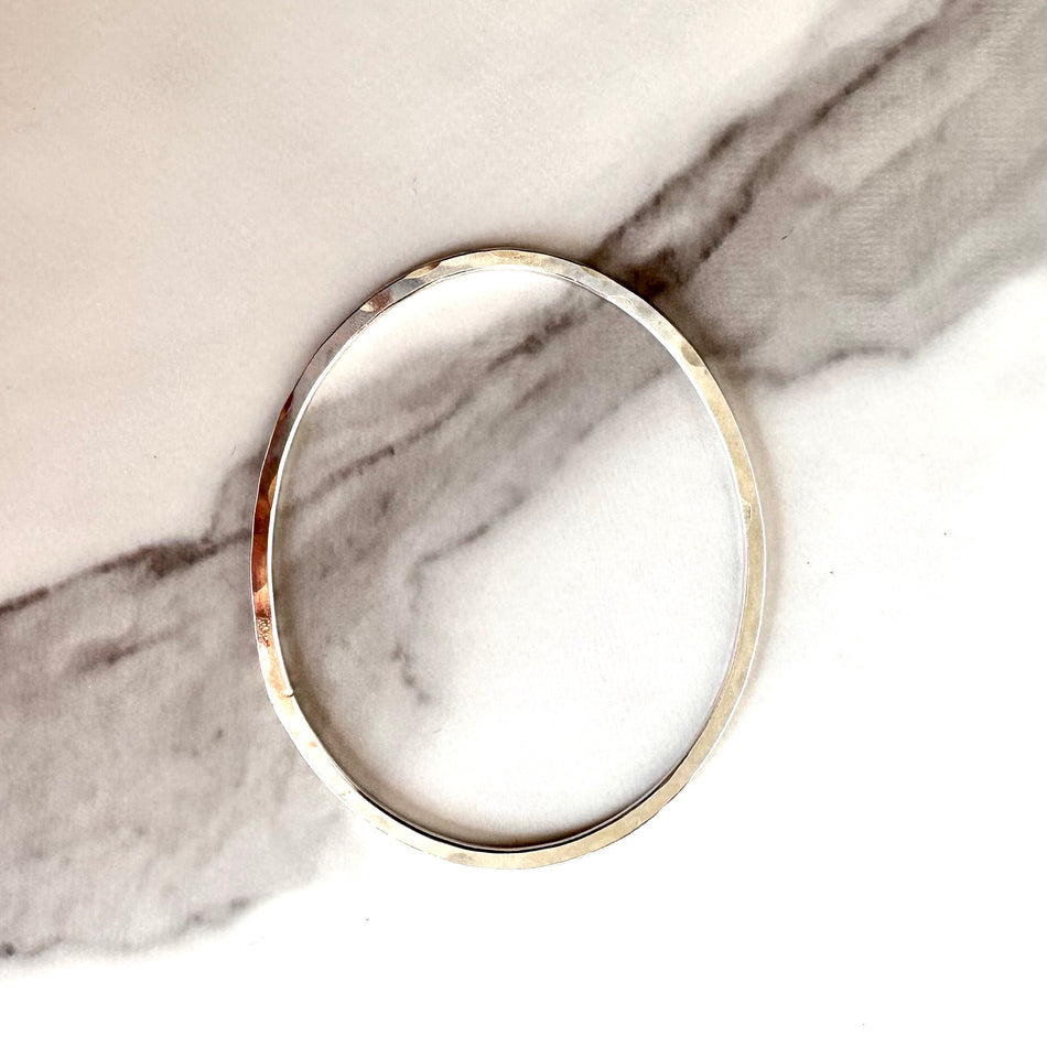 Oval Silver Statement Bangle  - Argentium - Nickel Free - The Pink Locket