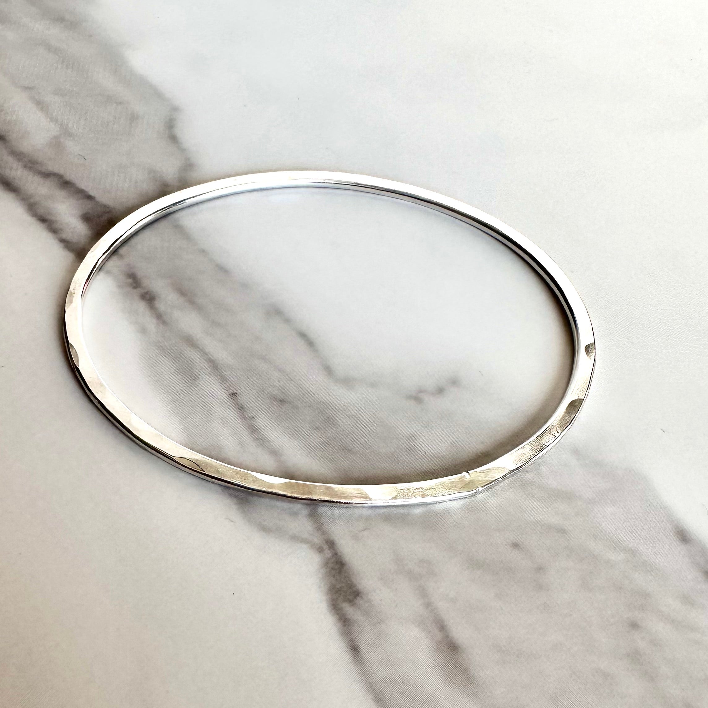 Oval Silver Statement Bangle  - Argentium - Nickel Free