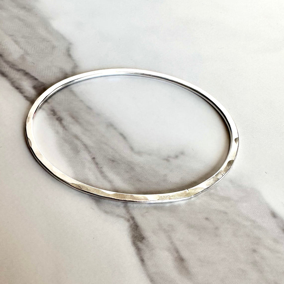 Oval Silver Statement Bangle  - Argentium - Nickel Free - The Pink Locket