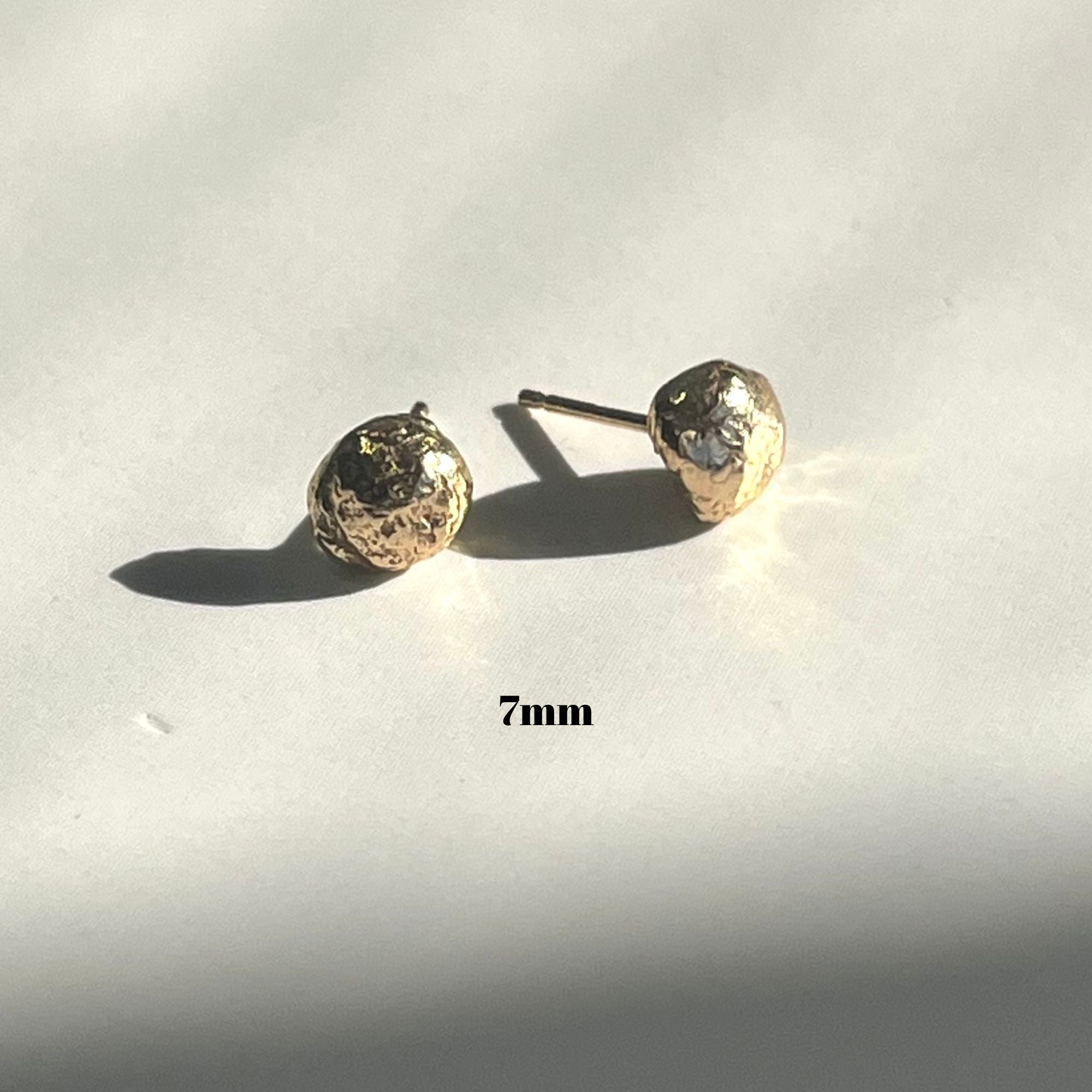 Pebble Shaped 14kt Solid Gold Stud Post Earrings - Recycled Gold - The Pink Locket