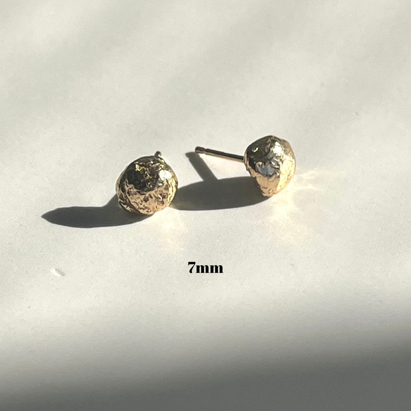 Pebble Shaped 14kt Solid Gold Stud Post Earrings - Recycled Gold - The Pink Locket