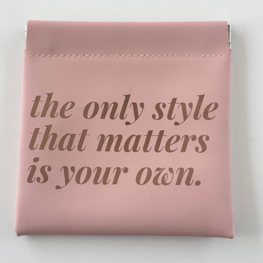 Pink Leatherette Jewelry Pouch with Motivational Quote - The Pink Locket