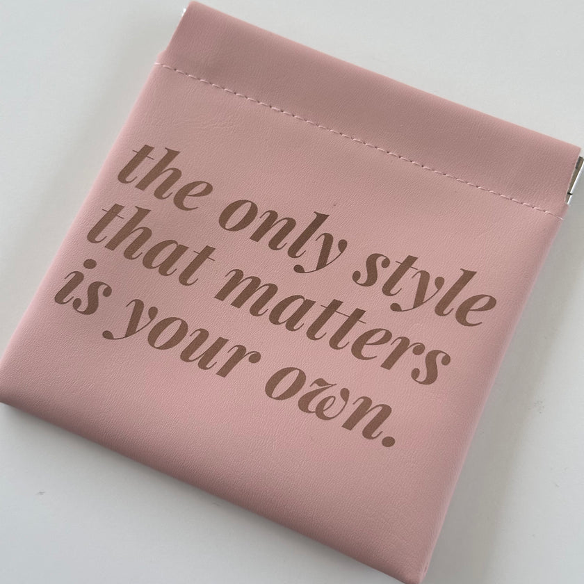 Pink Leatherette Jewelry Pouch with Motivational Quote - The Pink Locket
