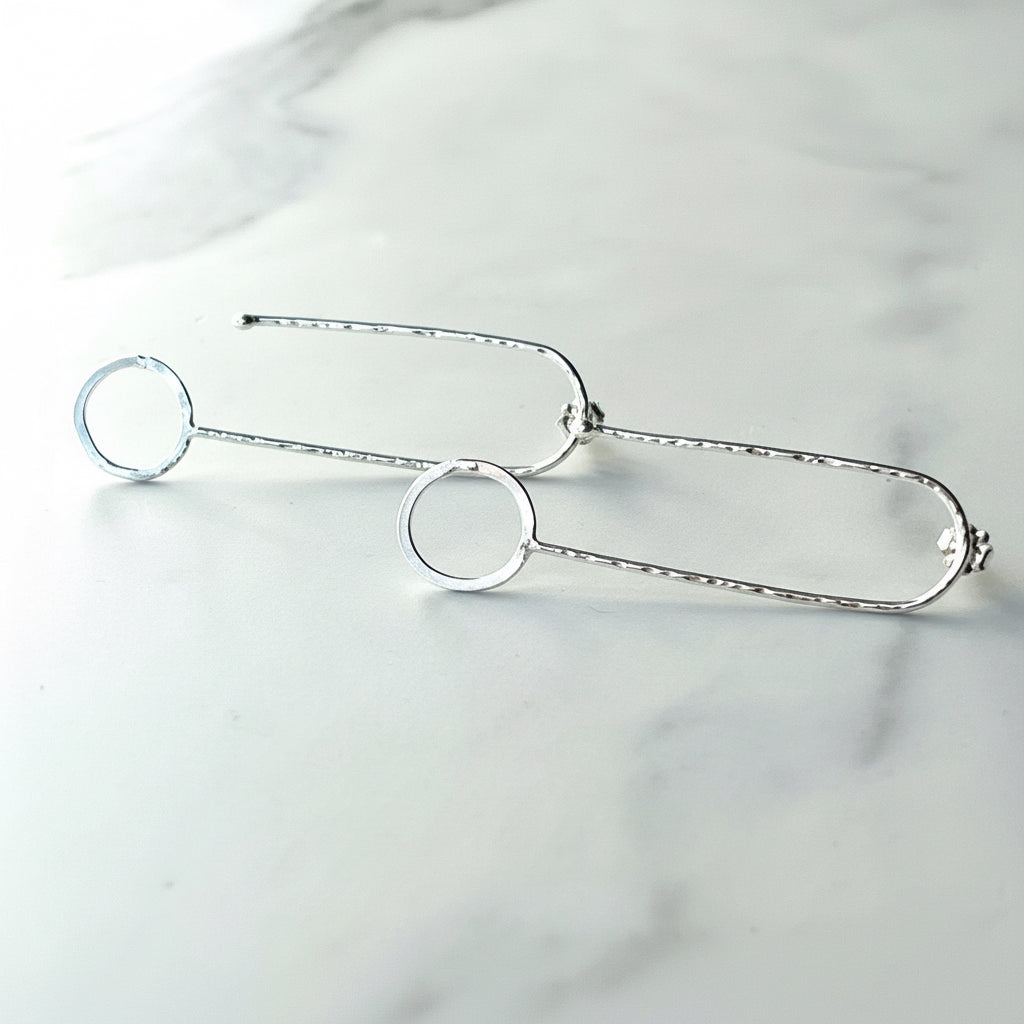 SilverMinimalistAbstractDangleEarrings
