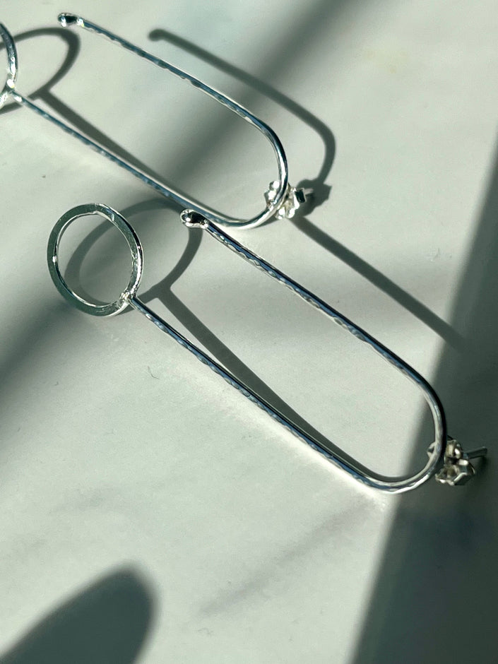 Minimalist Argentium Silver Geometric Dangle Earrings – Modern Nickel-Free Design - The Pink Locket