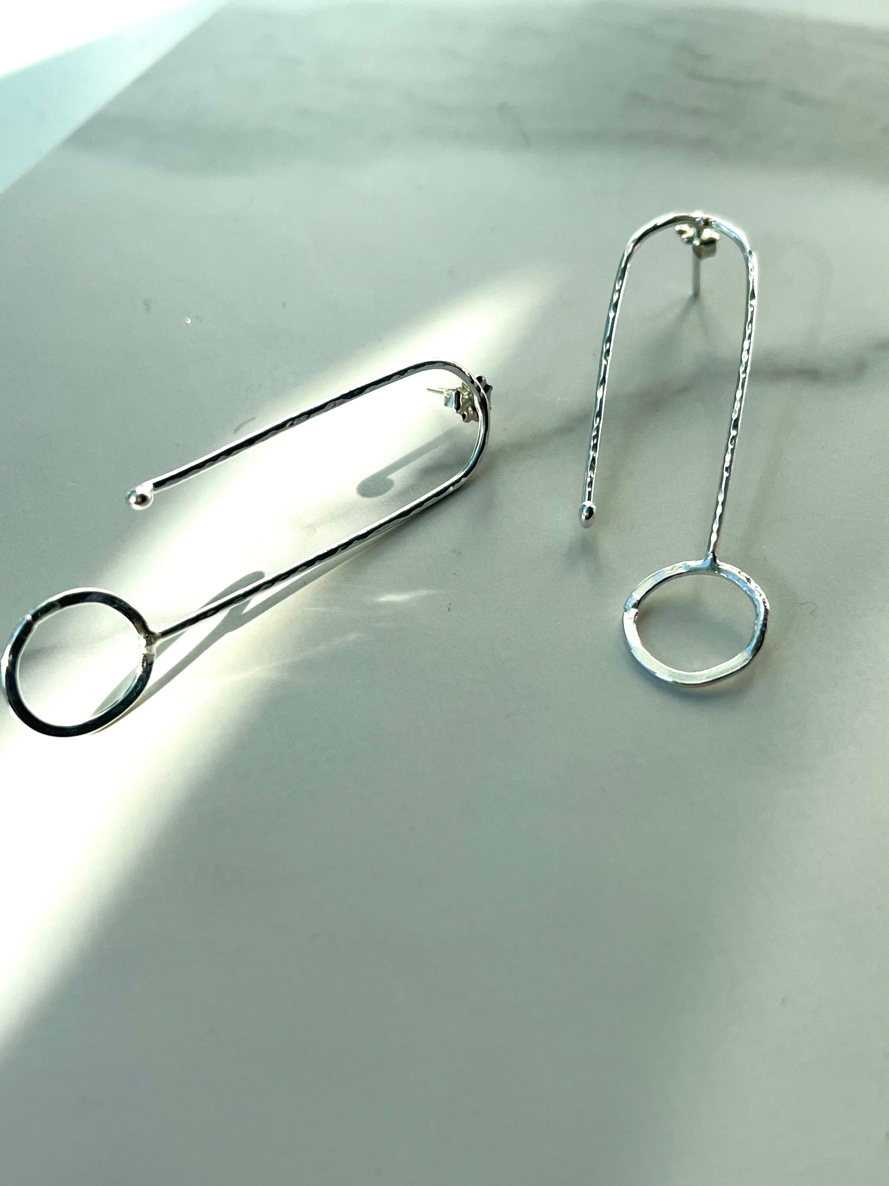 Minimalist Argentium Silver Geometric Dangle Earrings – Modern Nickel-Free Design