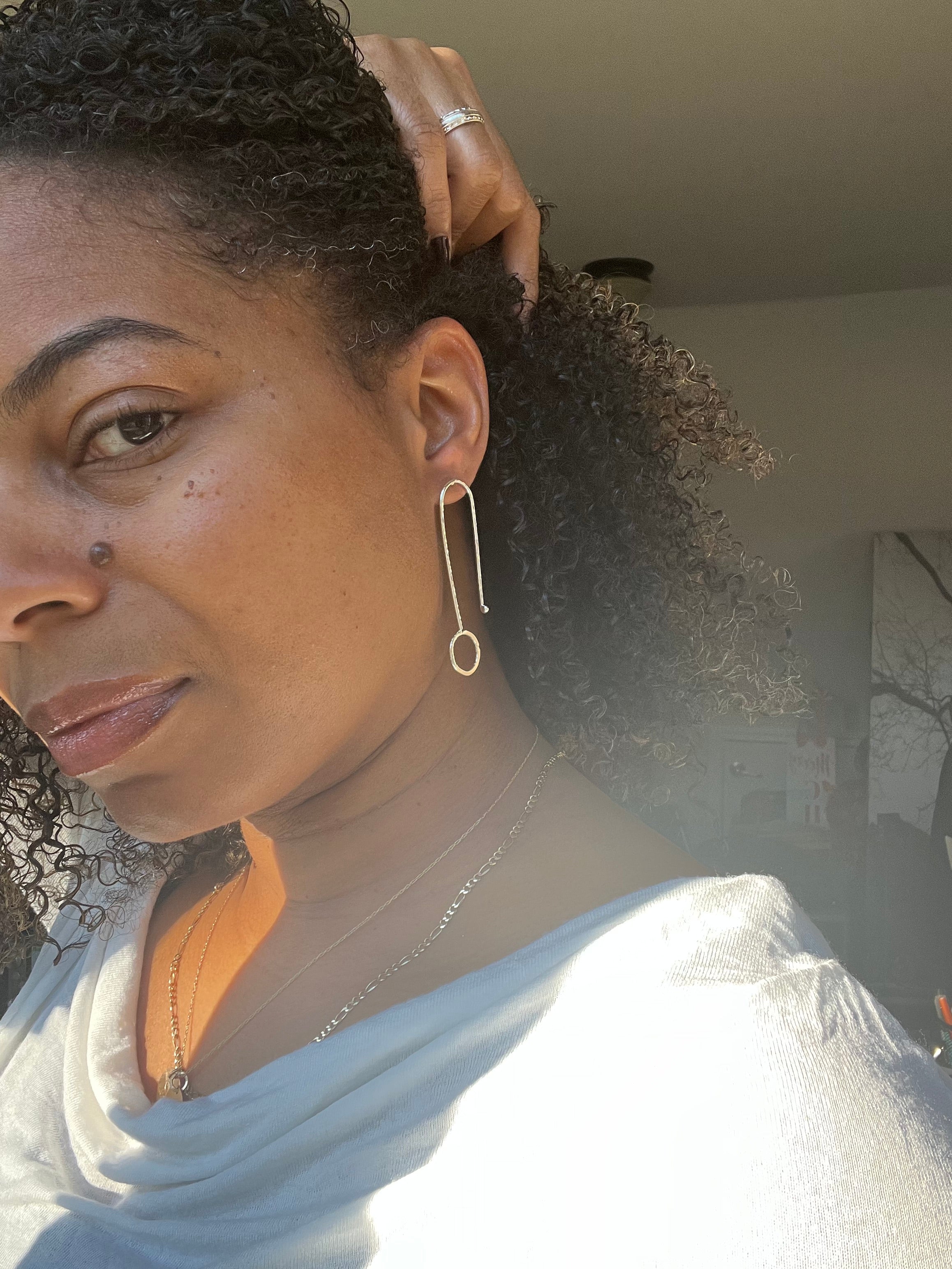 Minimalist Argentium Silver Geometric Dangle Earrings – Modern Nickel-Free Design