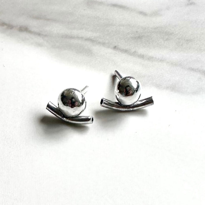 Argentium Silver Anchor Stud Earrings