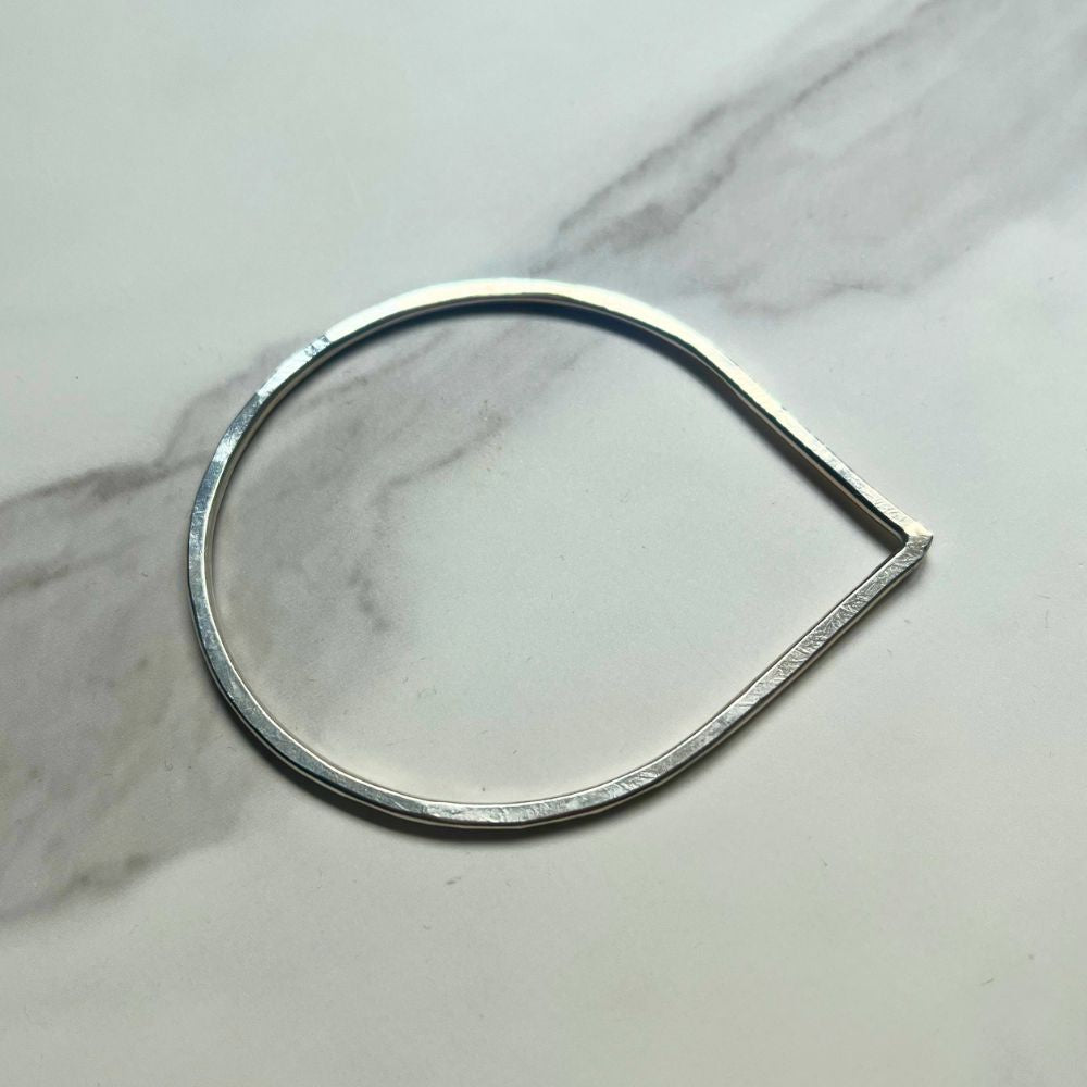 Tear Shaped Silver Statement Bangle  - SAMPLE SALE