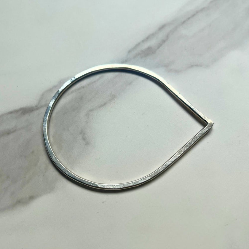 Tear Shaped Silver Statement Bangle  - SAMPLE SALE