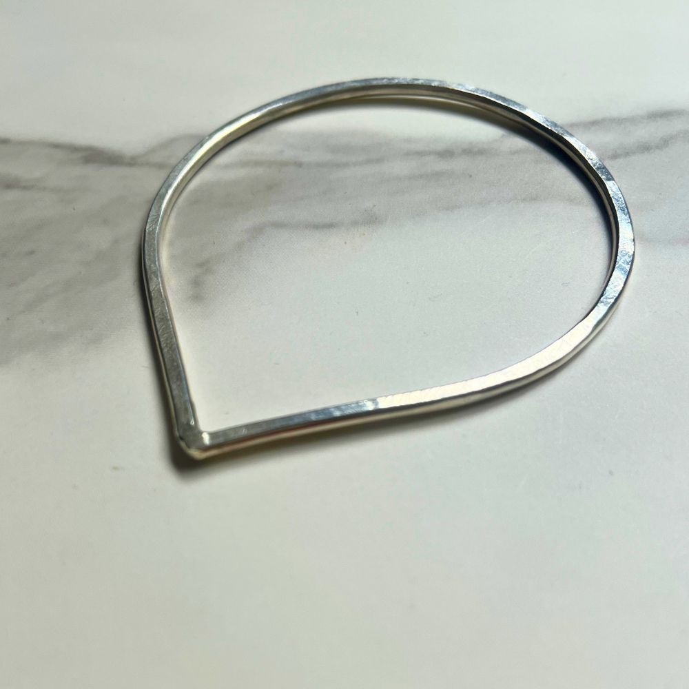 Tear Shaped Silver Statement Bangle  - SAMPLE SALE