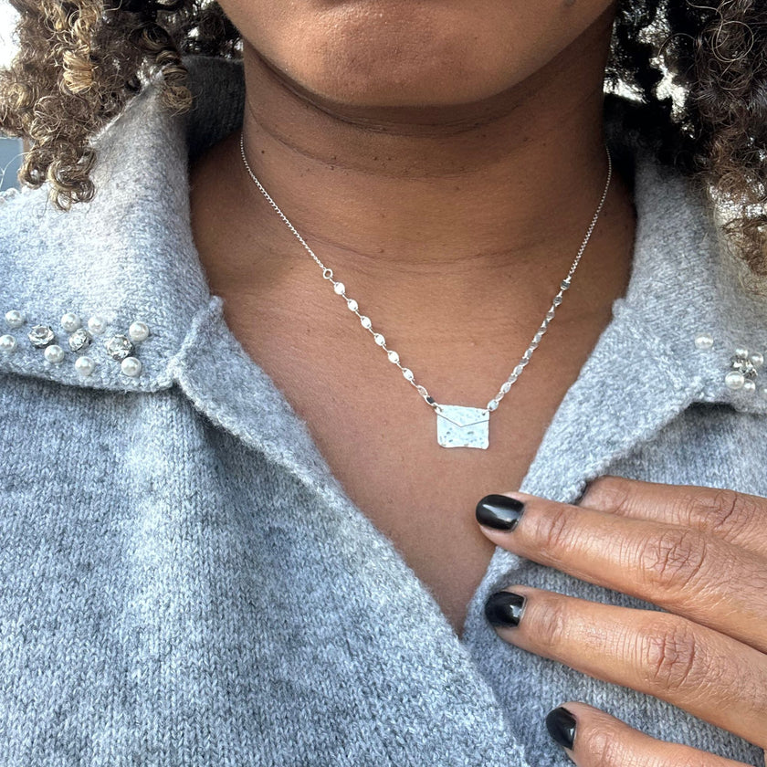 Silver Envelope Necklace - Custom Order Link - The Pink Locket