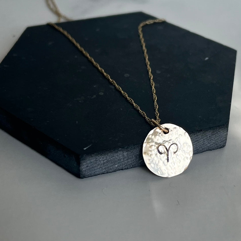 14kt Solid Gold Disc Necklace - The Pink Locket