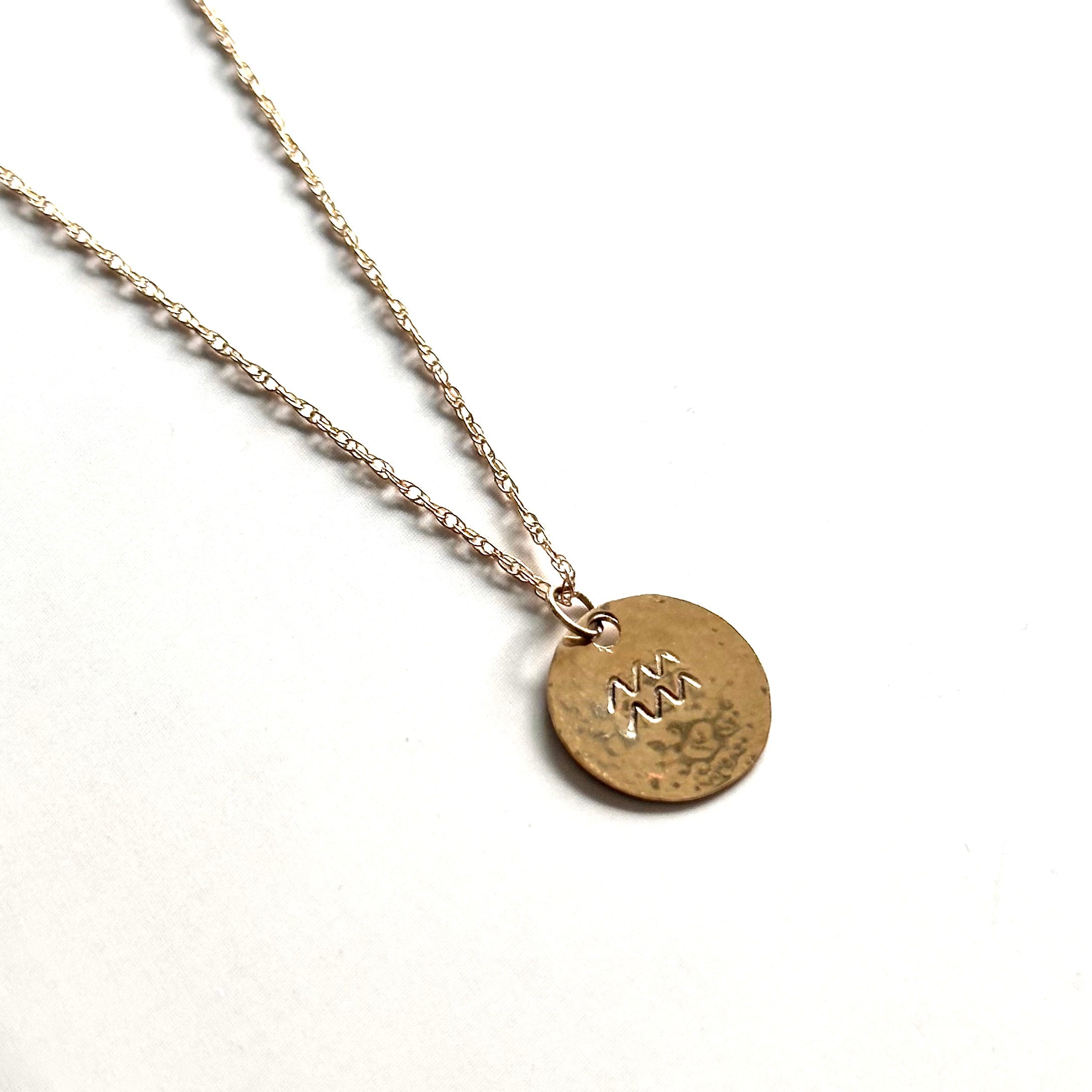 14k Gold Disc Small Initial Disc Necklace 14kt Solid Gold Disc
